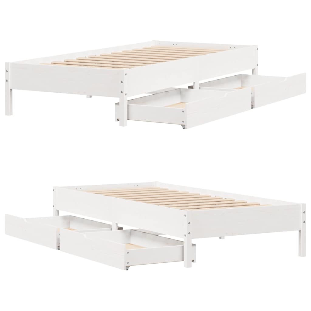 vidaXL Rama łóżka bez materaca, biała, 75x190 cm, lite drewno sosnowe