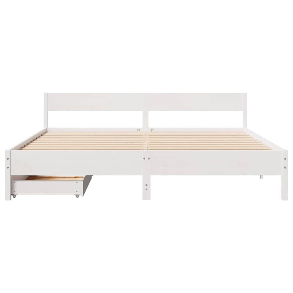 vidaXL Rama łóżka bez materaca, biała, 180x200 cm, lite drewno sosnowe
