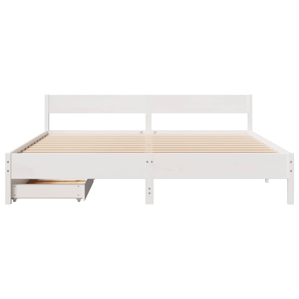 vidaXL Rama łóżka bez materaca, biała, 160x200 cm, lite drewno sosnowe