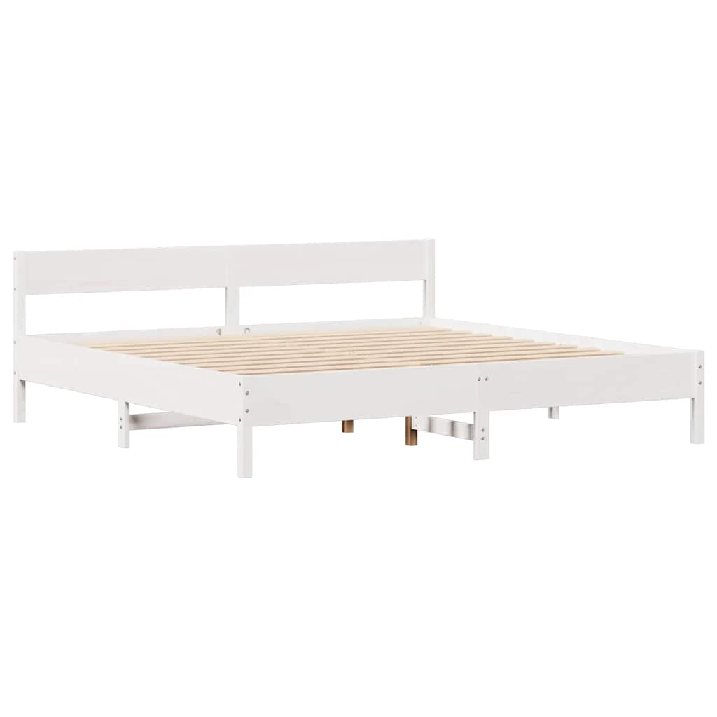 vidaXL Rama łóżka bez materaca, biała, 160x200 cm, lite drewno sosnowe