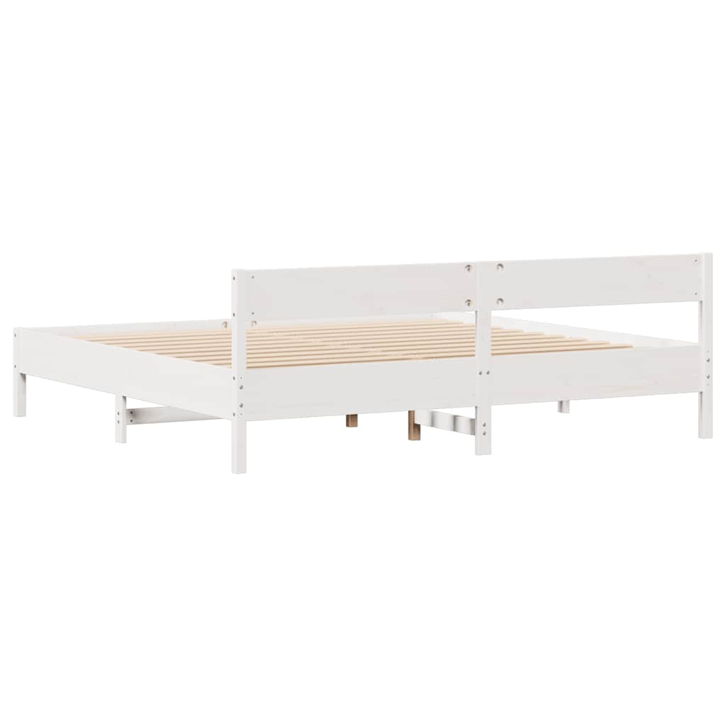 vidaXL Rama łóżka bez materaca, biała, 160x200 cm, lite drewno sosnowe