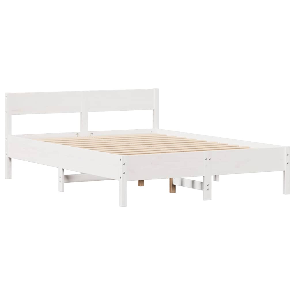 vidaXL Rama łóżka bez materaca, biała, 140x200 cm, lite drewno sosnowe
