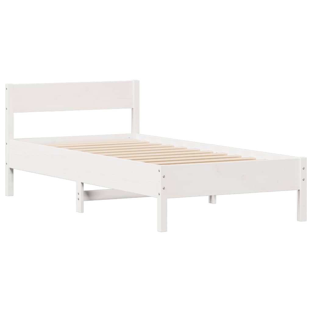 vidaXL Rama łóżka bez materaca, biała, 90x200 cm, lite drewno sosnowe