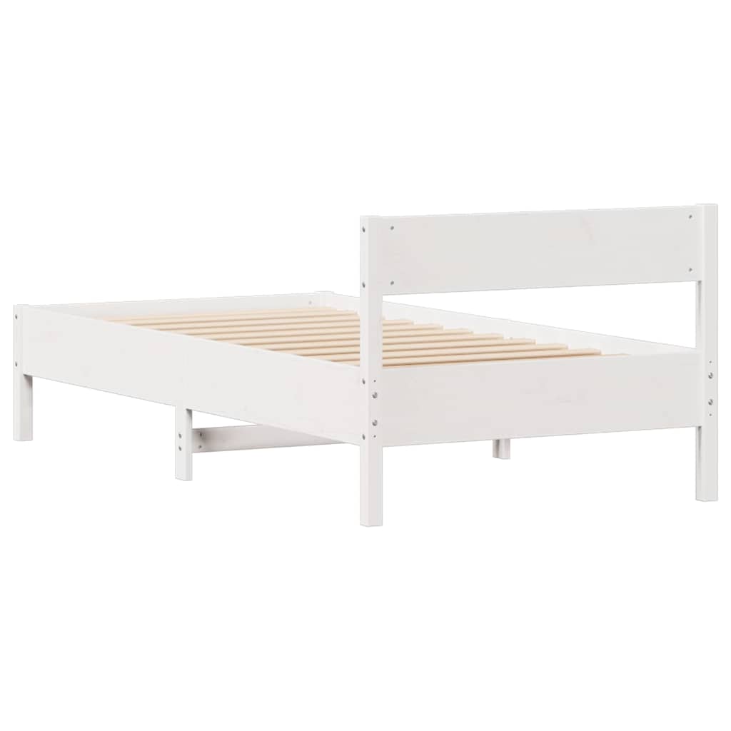 vidaXL Rama łóżka bez materaca, biała, 90x200 cm, lite drewno sosnowe