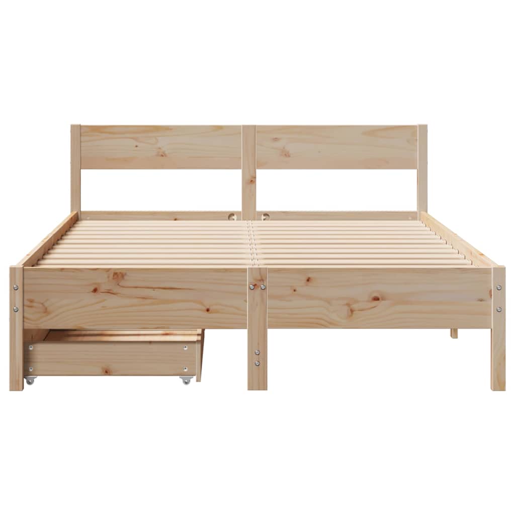 vidaXL Rama łóżka bez materaca, 140x190 cm, lite drewno sosnowe