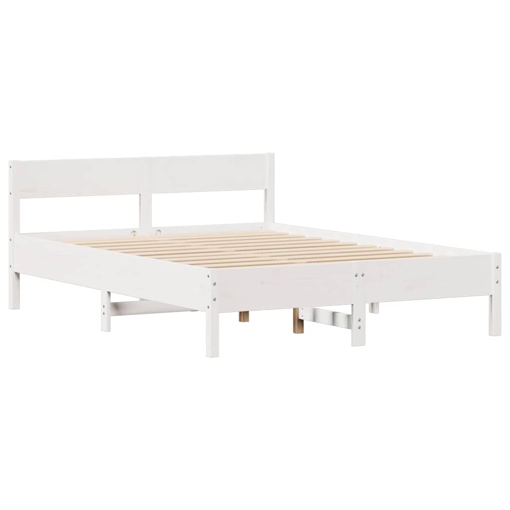 vidaXL Rama łóżka bez materaca, biała, 140x190 cm, lite drewno sosnowe