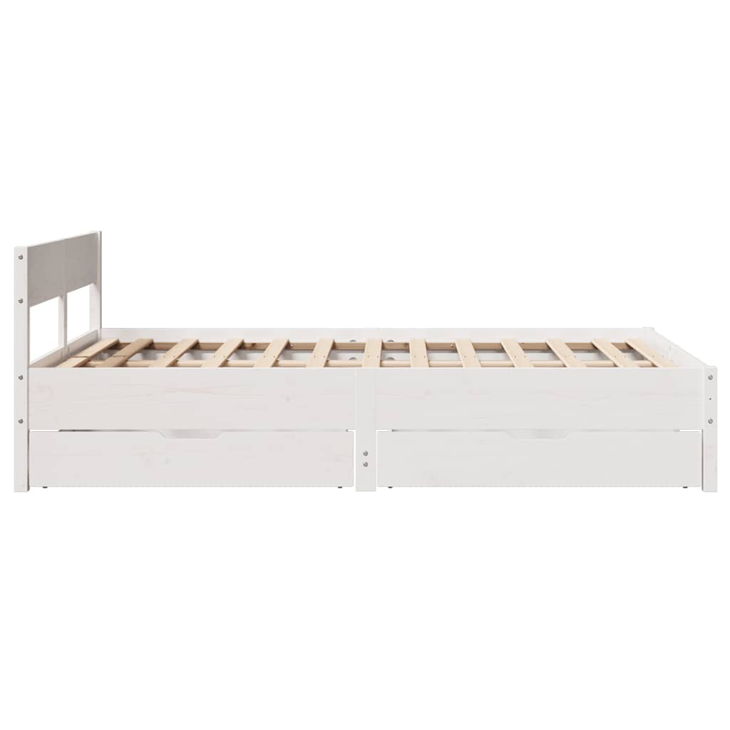 vidaXL Rama łóżka bez materaca, biała, 140x190 cm, lite drewno sosnowe