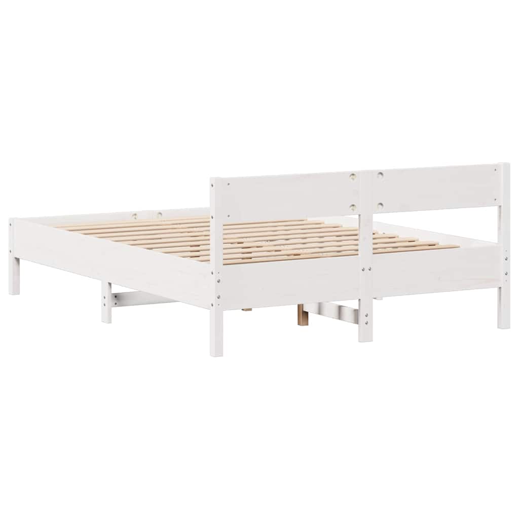 vidaXL Rama łóżka bez materaca, biała, 140x190 cm, lite drewno sosnowe