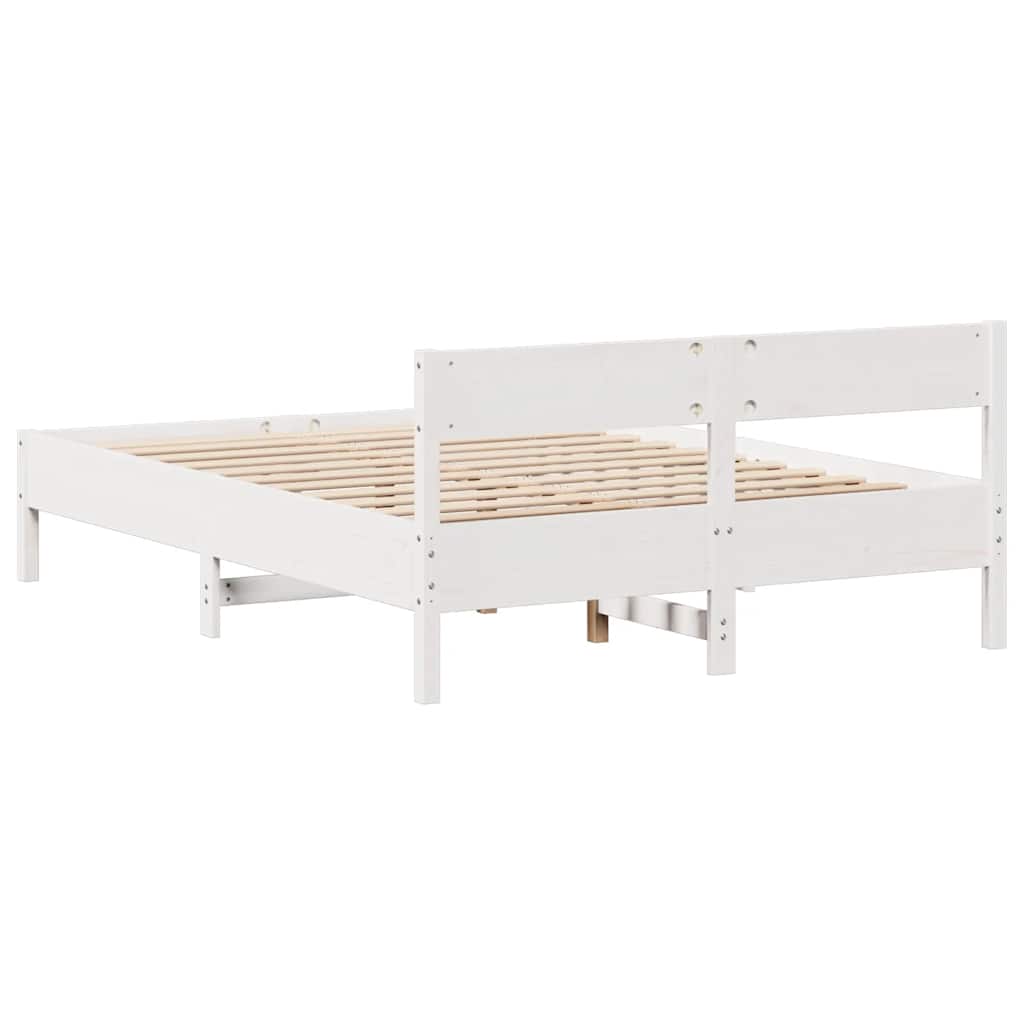 vidaXL Rama łóżka bez materaca, biała, 135x190 cm, lite drewno sosnowe