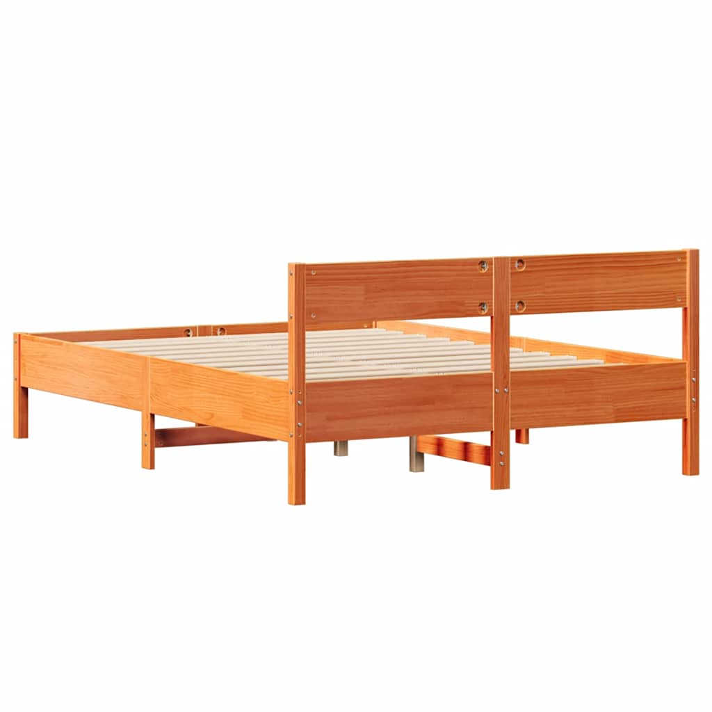 vidaXL Rama łóżka bez materaca, woskowy brąz, 120x190 cm, sosnowa