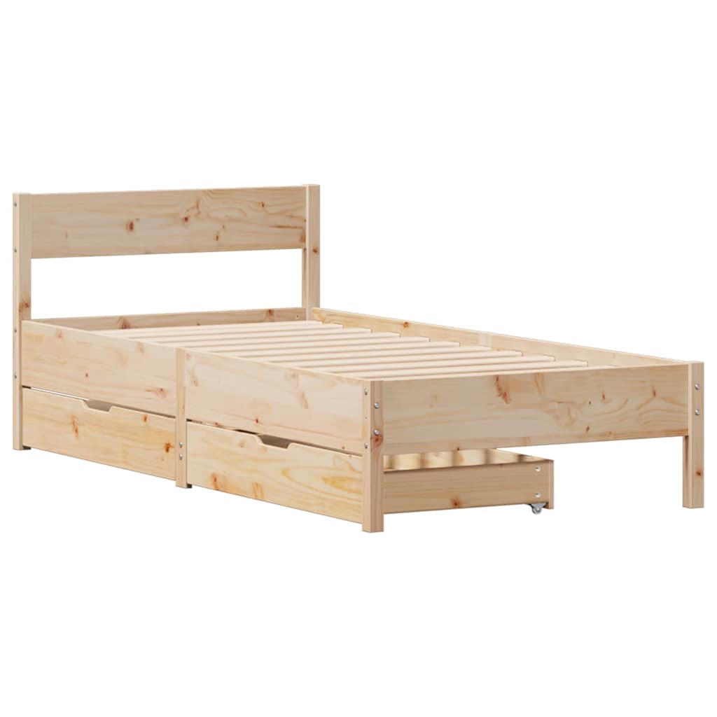 vidaXL Rama łóżka bez materaca, 75x190 cm, lite drewno sosnowe