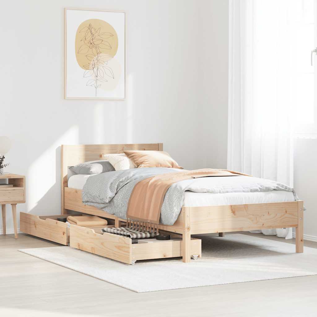 vidaXL Rama łóżka bez materaca, 75x190 cm, lite drewno sosnowe