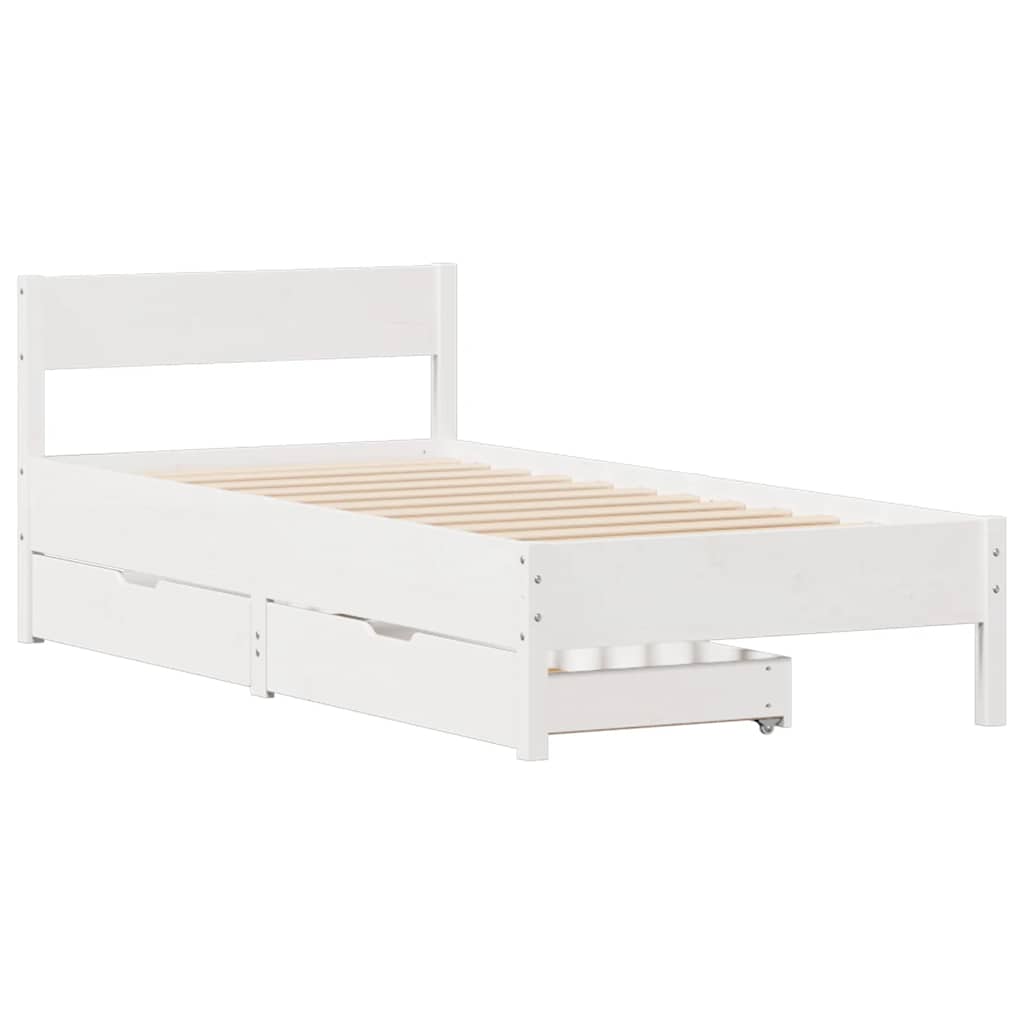 vidaXL Rama łóżka bez materaca, biała, 75x190 cm, lite drewno sosnowe
