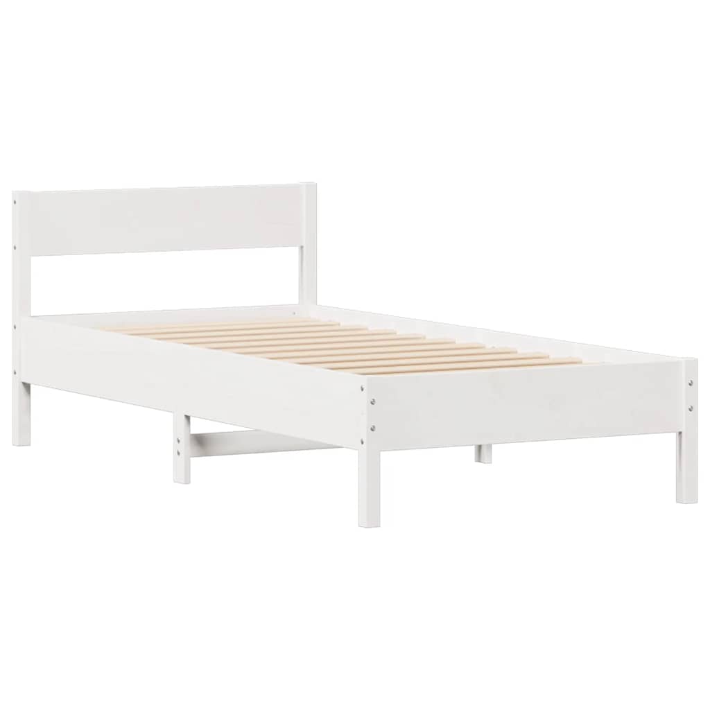 vidaXL Rama łóżka bez materaca, biała, 75x190 cm, lite drewno sosnowe