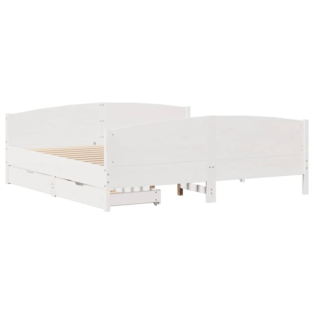 vidaXL Łóżko bez materaca, białe, 200x200 cm, lite drewno sosnowe