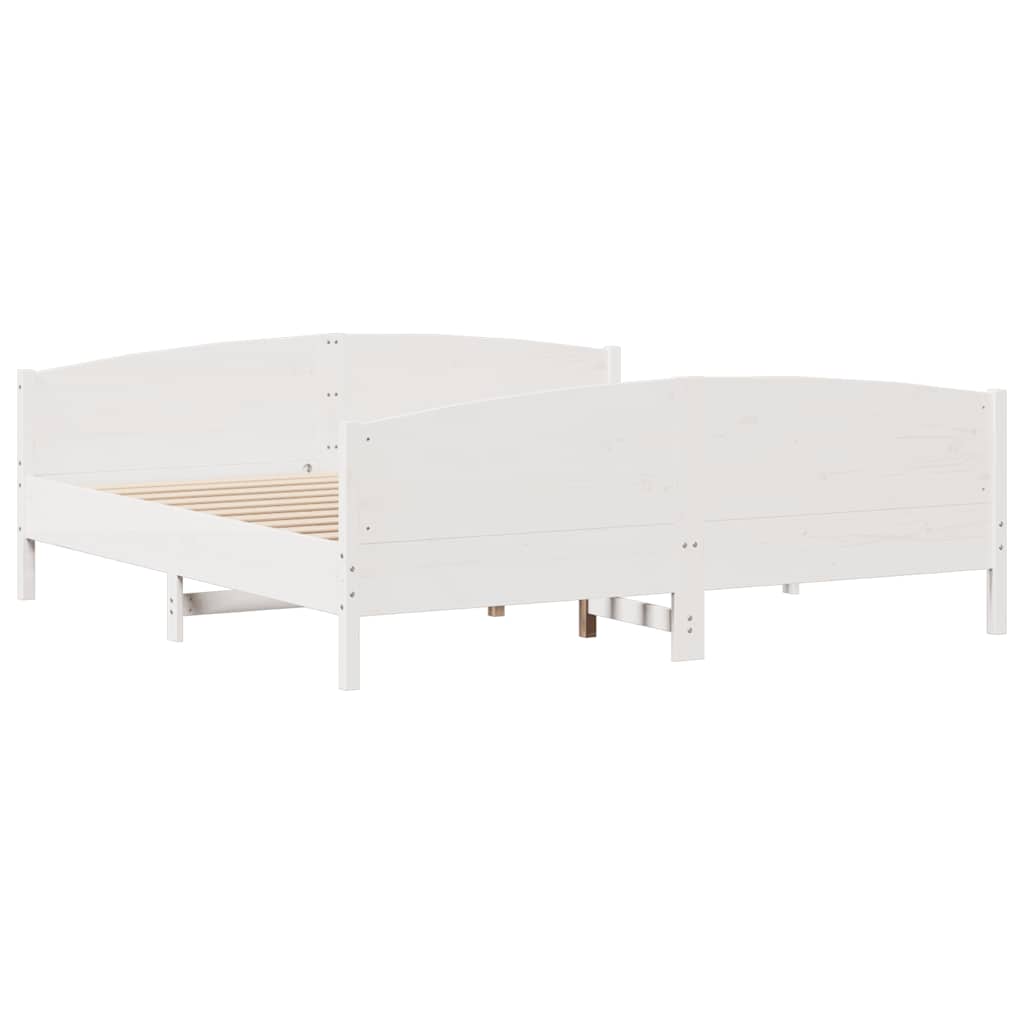 vidaXL Łóżko bez materaca, białe, 200x200 cm, lite drewno sosnowe