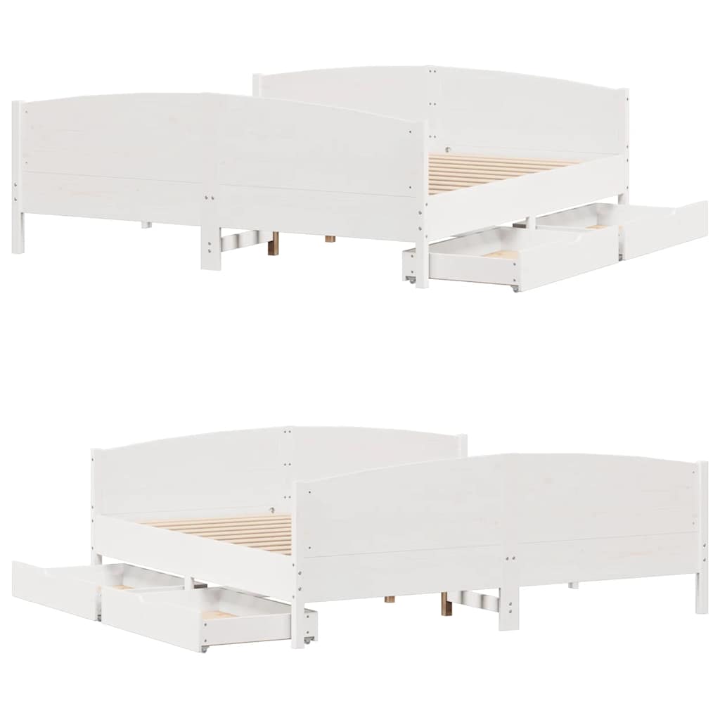 vidaXL Łóżko bez materaca, białe, 200x200 cm, lite drewno sosnowe