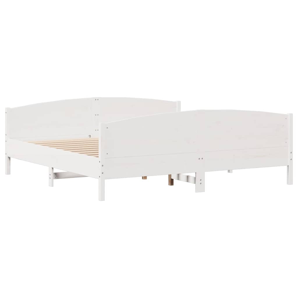 vidaXL Rama łóżka bez materaca, biała, 180x200 cm, lite drewno sosnowe