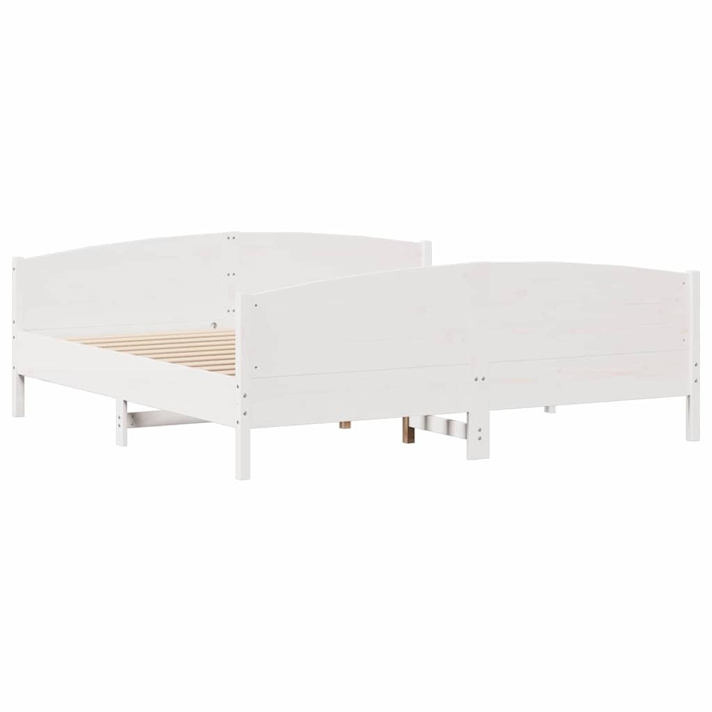 vidaXL Rama łóżka bez materaca, biała, 180x200 cm, lite drewno sosnowe