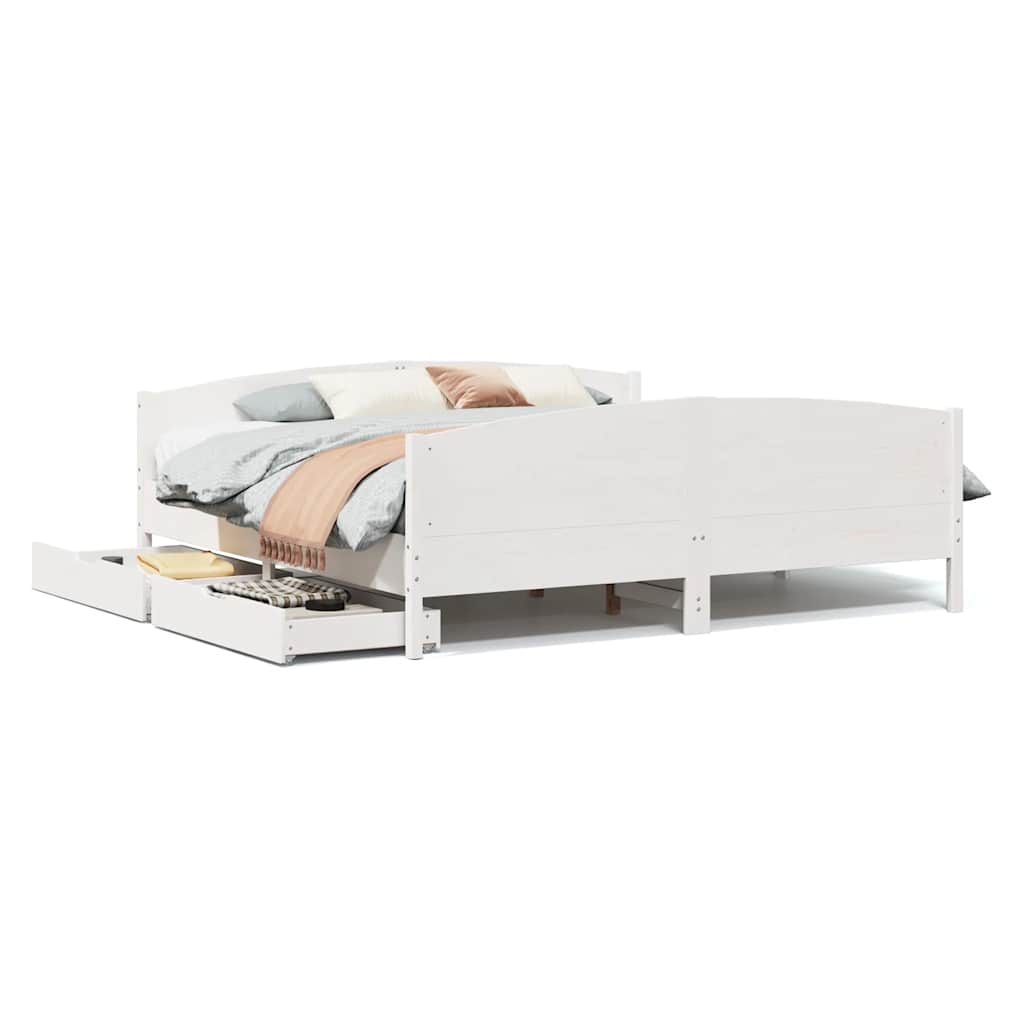 vidaXL Rama łóżka bez materaca, biała, 160x200 cm, lite drewno sosnowe
