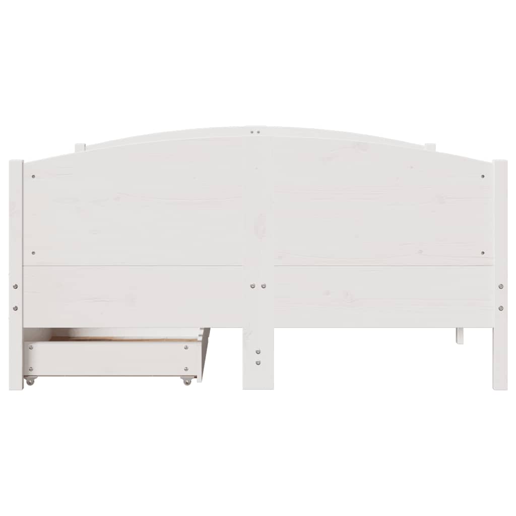 vidaXL Rama łóżka bez materaca, biała, 135x190 cm, lite drewno sosnowe