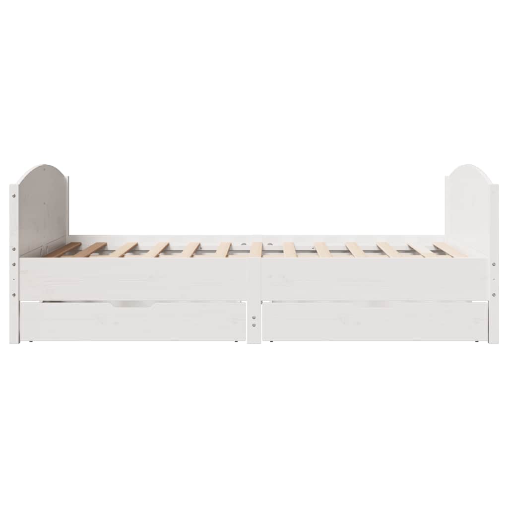 vidaXL Rama łóżka bez materaca, biała, 135x190 cm, lite drewno sosnowe