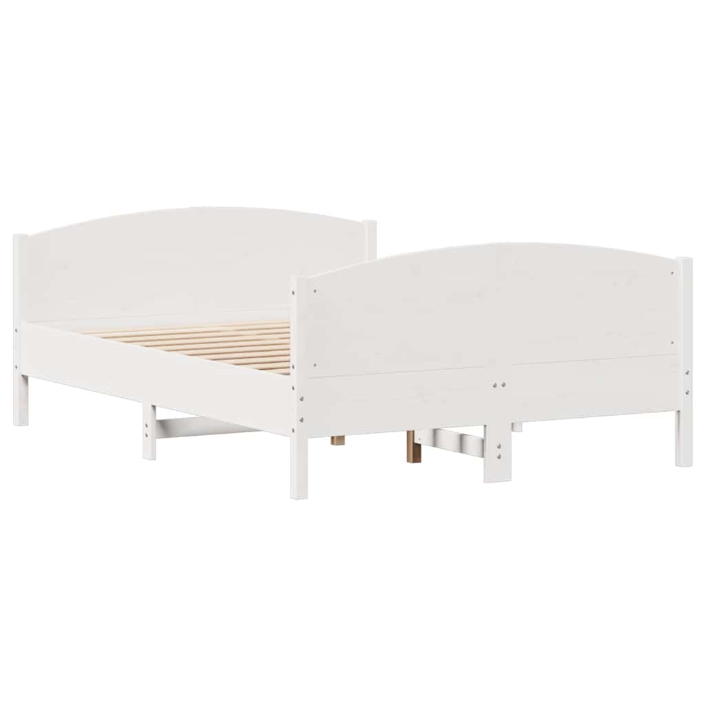 vidaXL Rama łóżka bez materaca, biała, 135x190 cm, lite drewno sosnowe