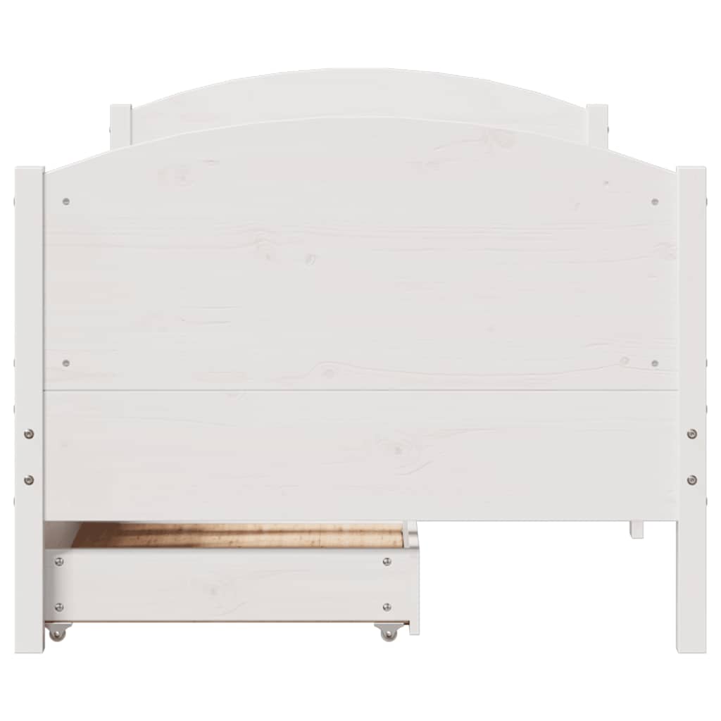 vidaXL Rama łóżka bez materaca, biała, 100x200 cm, lite drewno sosnowe