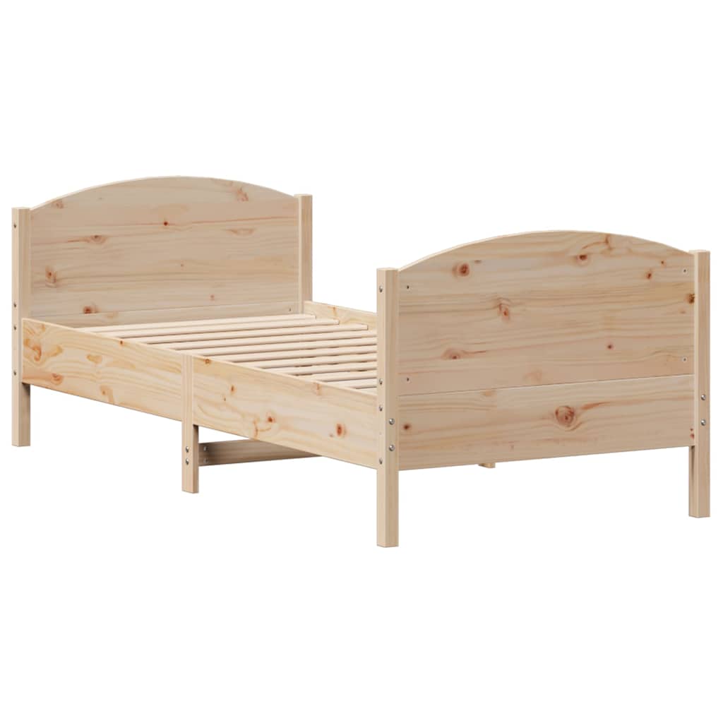 vidaXL Rama łóżka bez materaca, 75x190 cm, lite drewno sosnowe