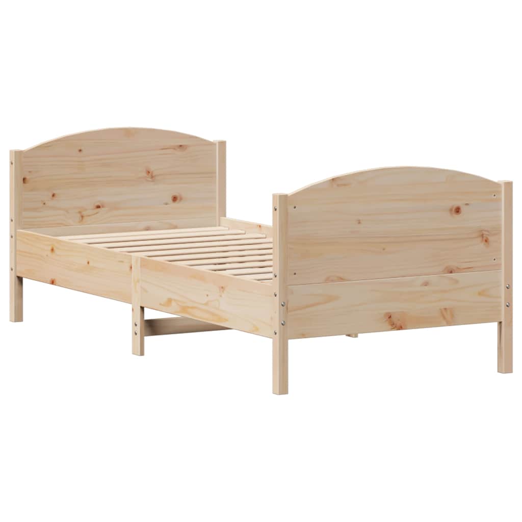 vidaXL Rama łóżka bez materaca, 75x190 cm, lite drewno sosnowe