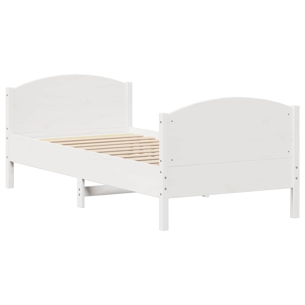 vidaXL Rama łóżka bez materaca, biała, 75x190 cm, lite drewno sosnowe