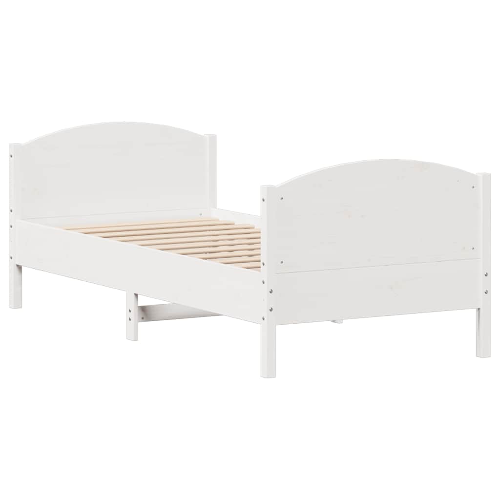 vidaXL Rama łóżka bez materaca, biała, 75x190 cm, lite drewno sosnowe