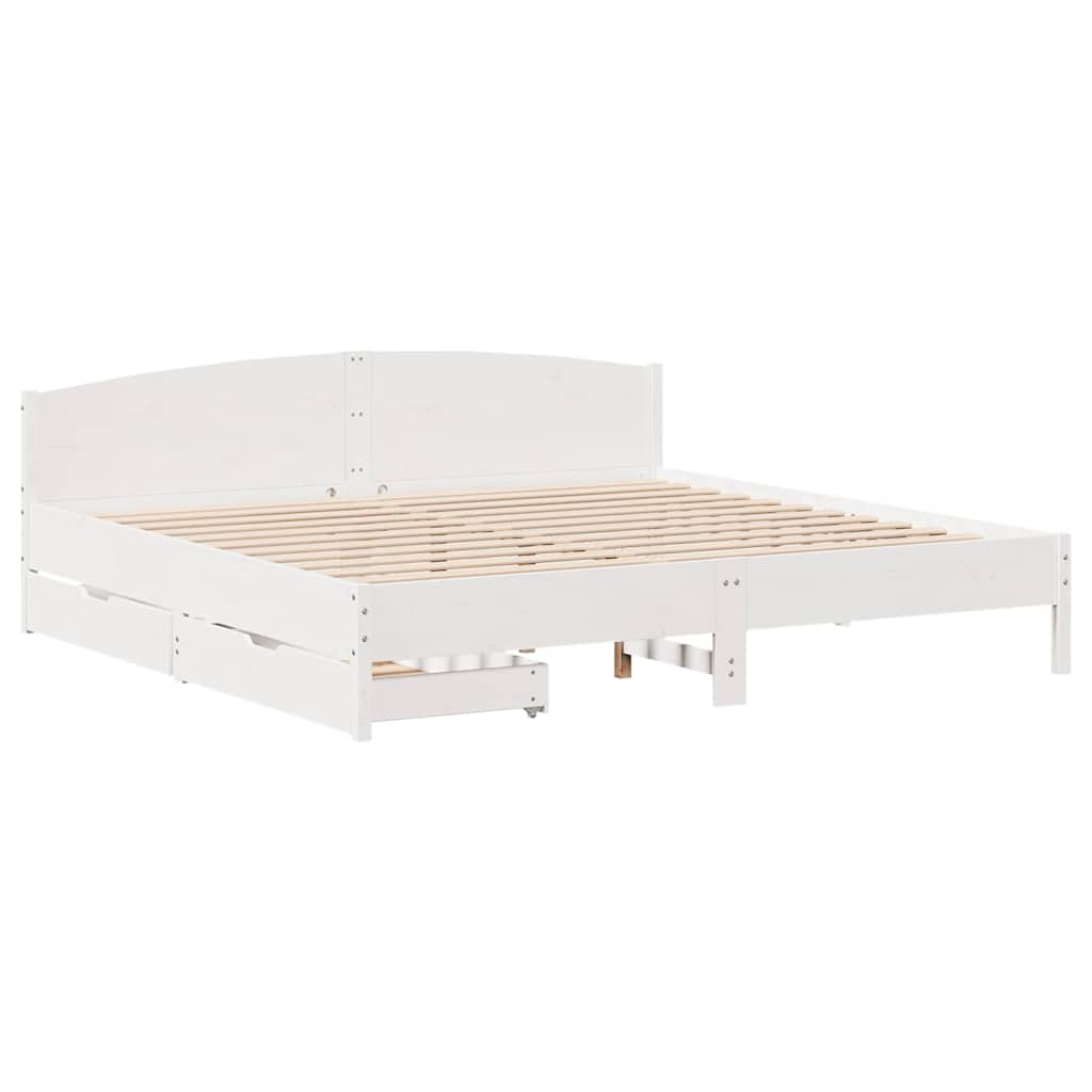 vidaXL Łóżko bez materaca, białe, 200x200 cm, lite drewno sosnowe