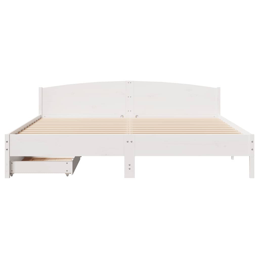 vidaXL Łóżko bez materaca, białe, 200x200 cm, lite drewno sosnowe