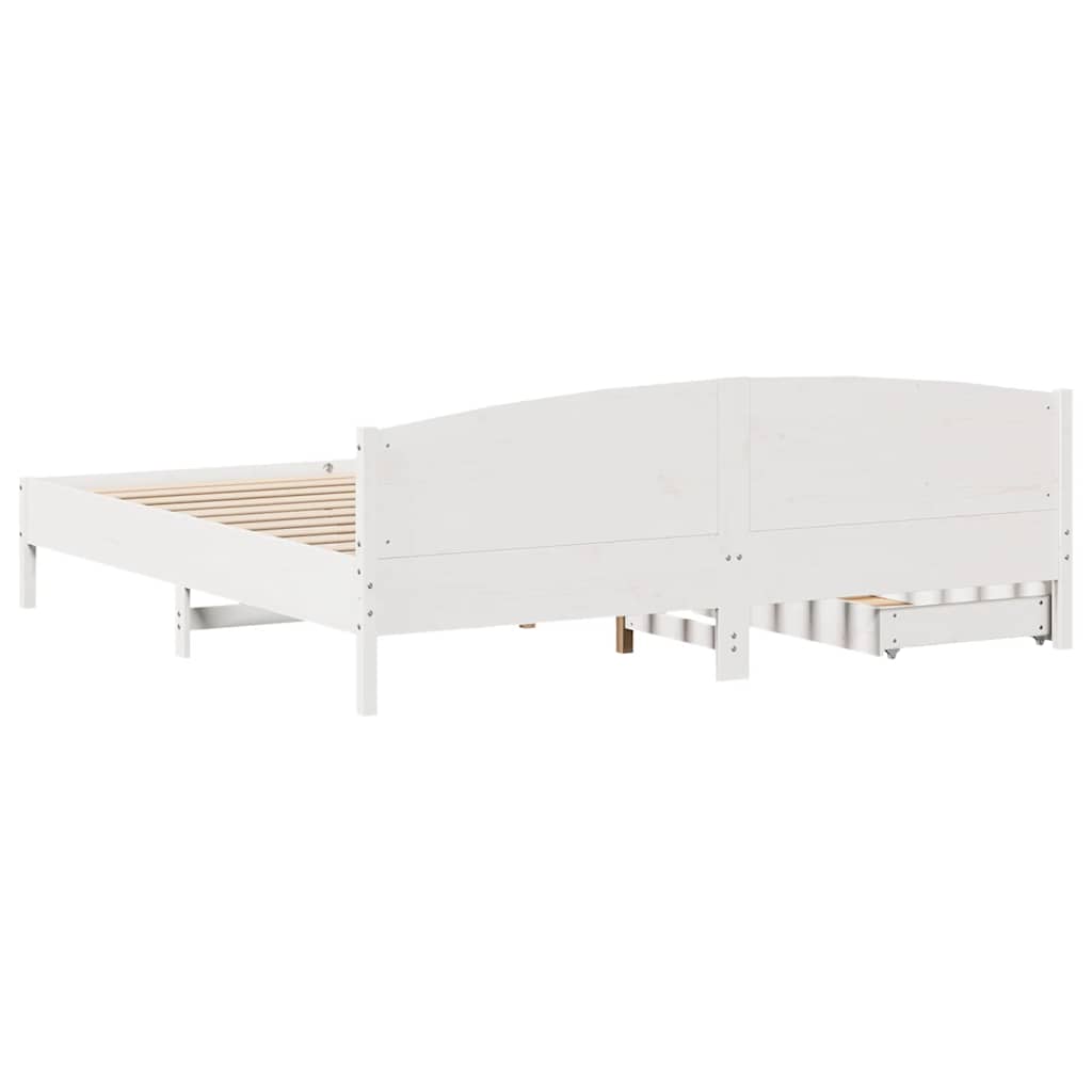 vidaXL Łóżko bez materaca, białe, 200x200 cm, lite drewno sosnowe