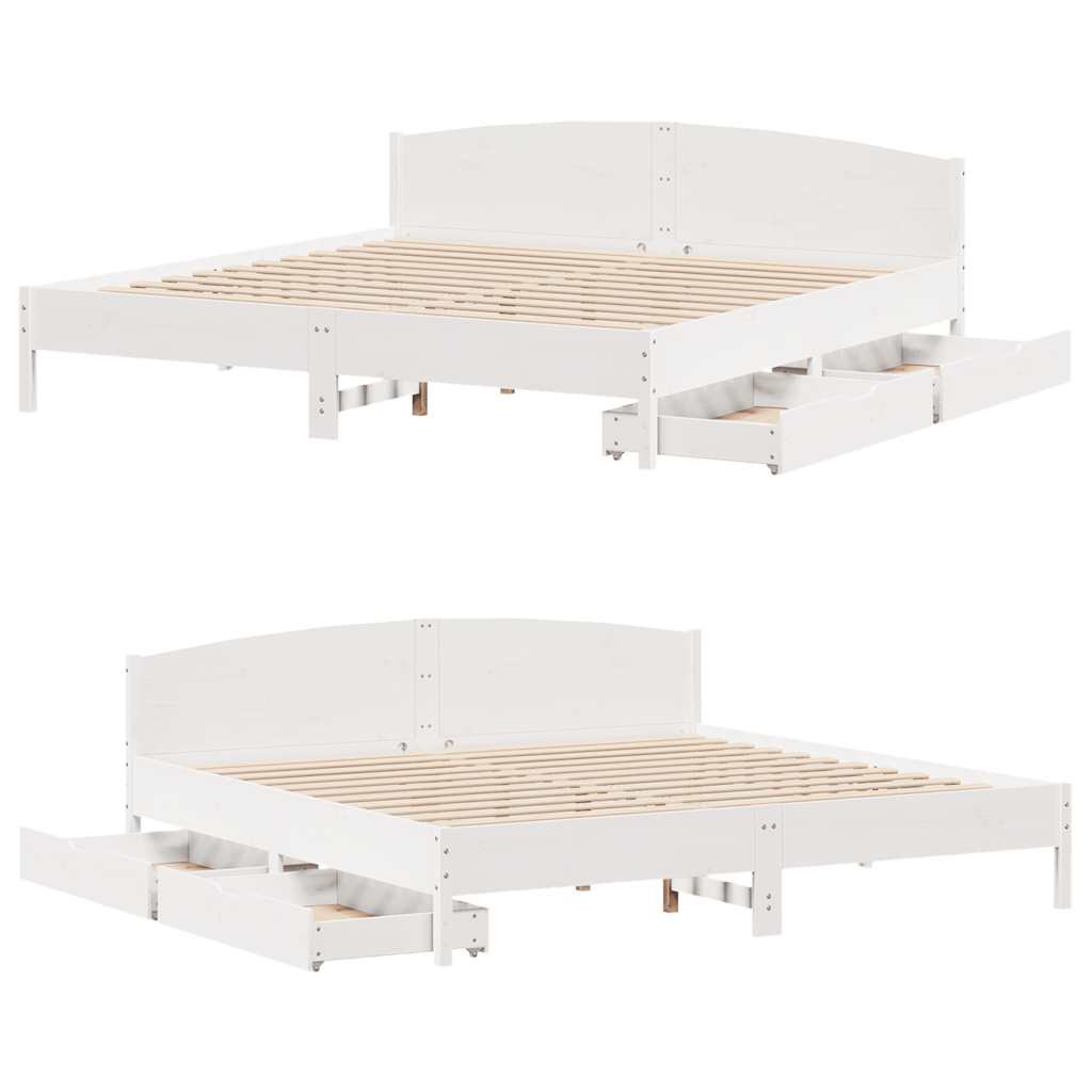 vidaXL Łóżko bez materaca, białe, 200x200 cm, lite drewno sosnowe