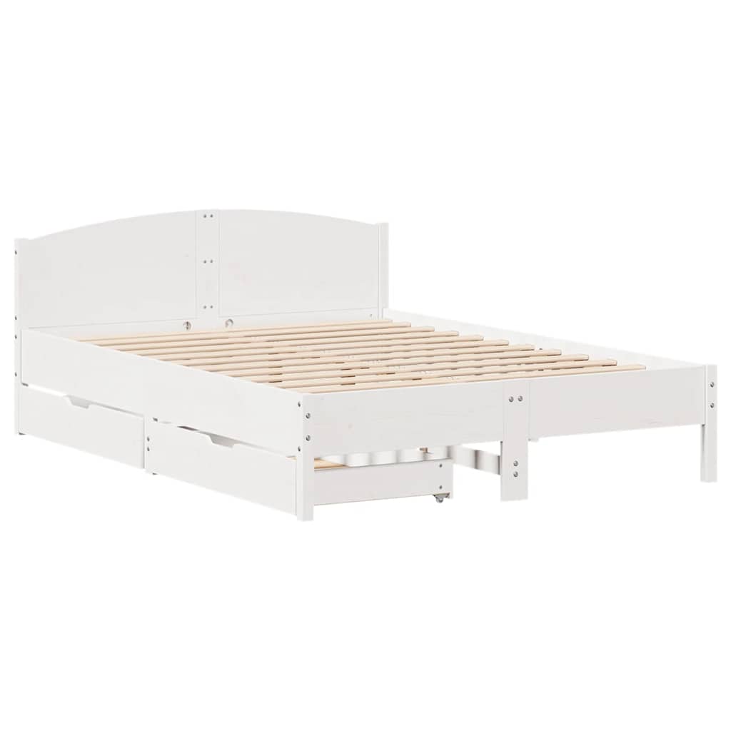 vidaXL Rama łóżka bez materaca, biała, 160x200 cm, lite drewno sosnowe