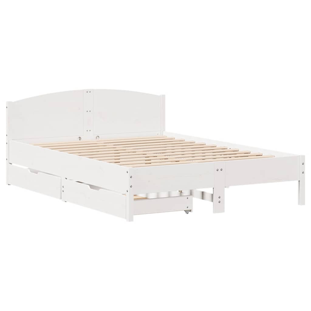 vidaXL Rama łóżka bez materaca, biała, 150x200 cm, lite drewno sosnowe