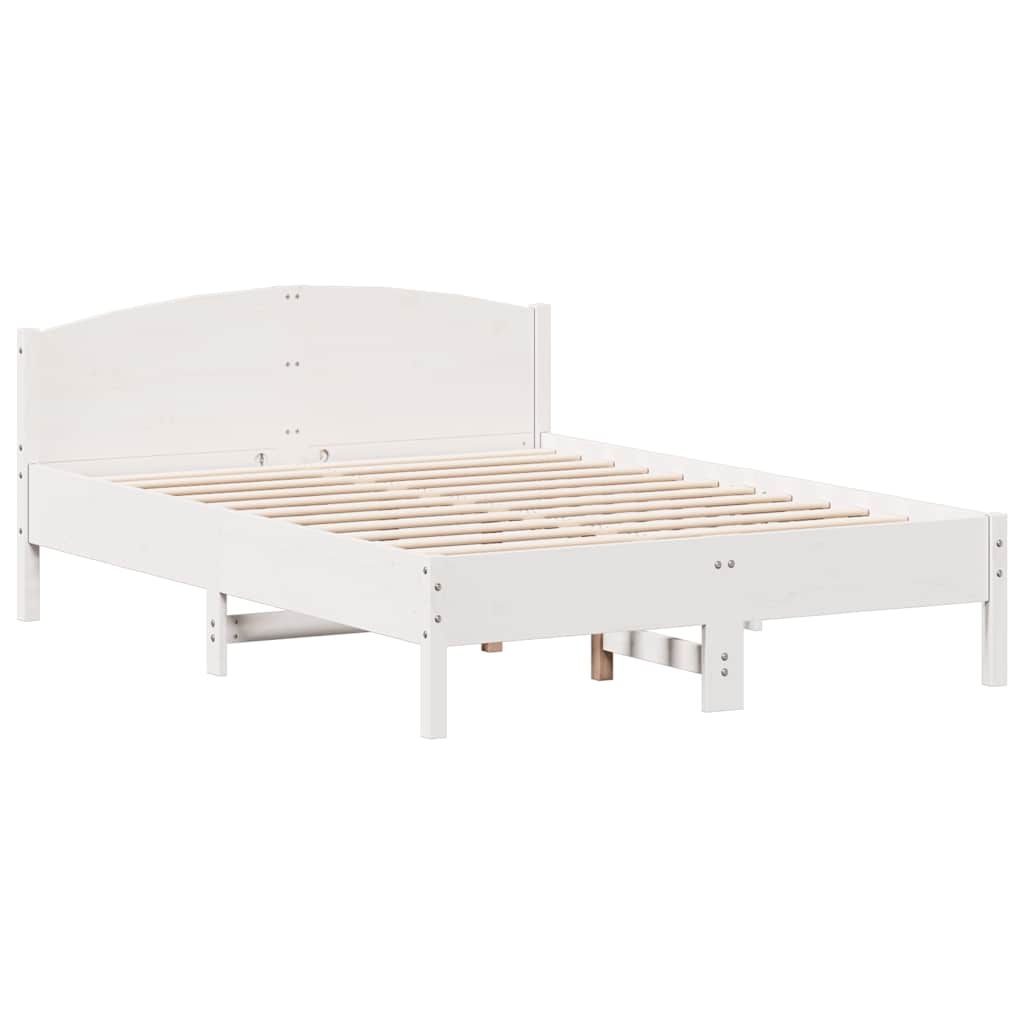 vidaXL Rama łóżka bez materaca, biała, 150x200 cm, lite drewno sosnowe