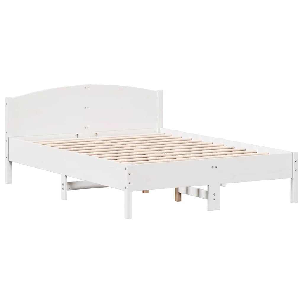 vidaXL Rama łóżka bez materaca, biała, 140x200 cm, lite drewno sosnowe