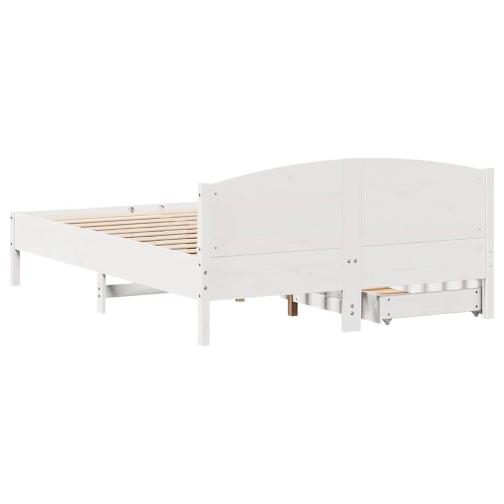 vidaXL Rama łóżka bez materaca, biała, 120x190 cm, lite drewno sosnowe