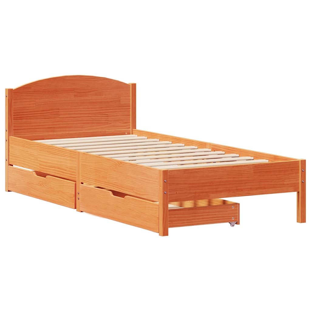 vidaXL Rama łóżka bez materaca, woskowy brąz, 90x200 cm, lita sosna