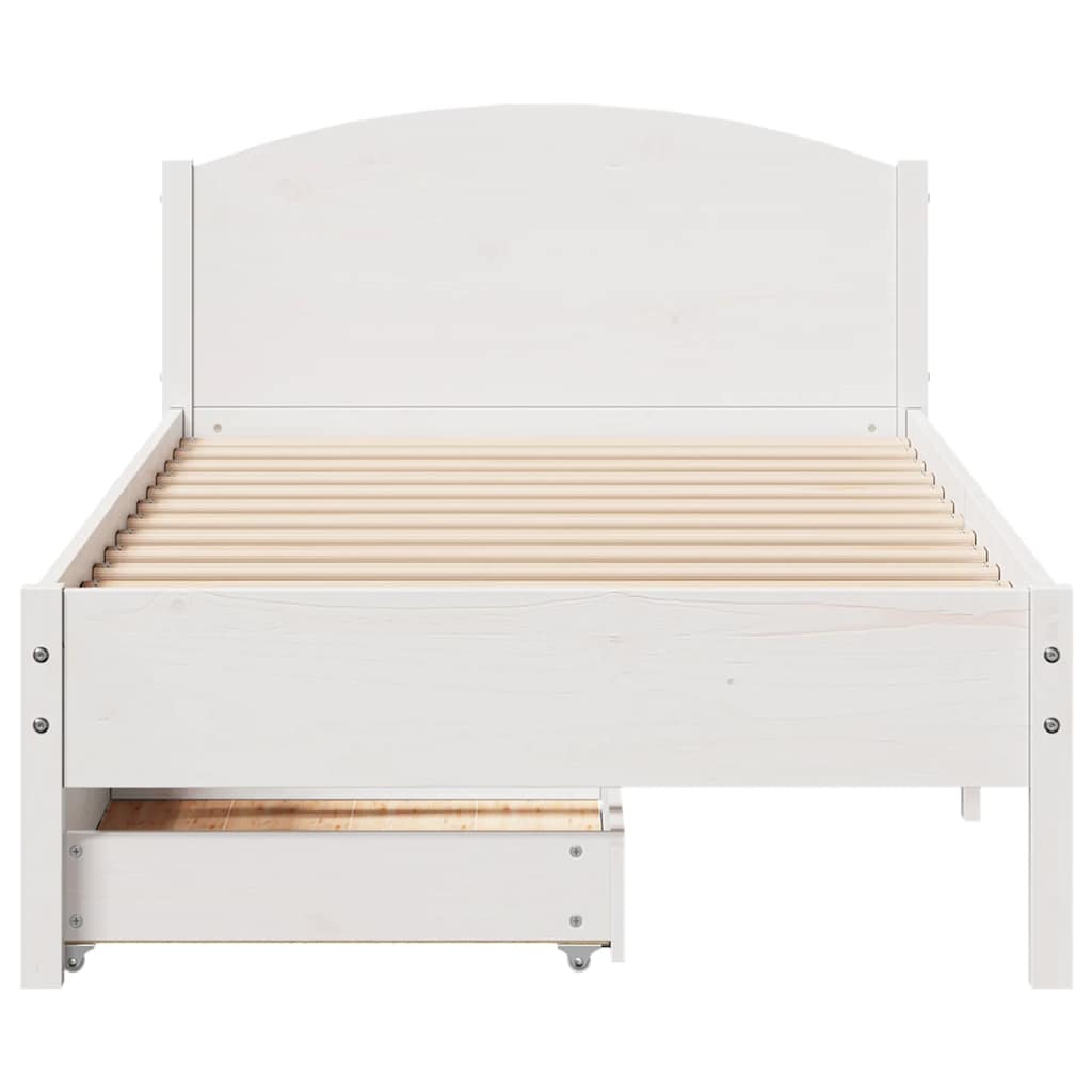 vidaXL Rama łóżka bez materaca, biała, 75x190 cm, lite drewno sosnowe