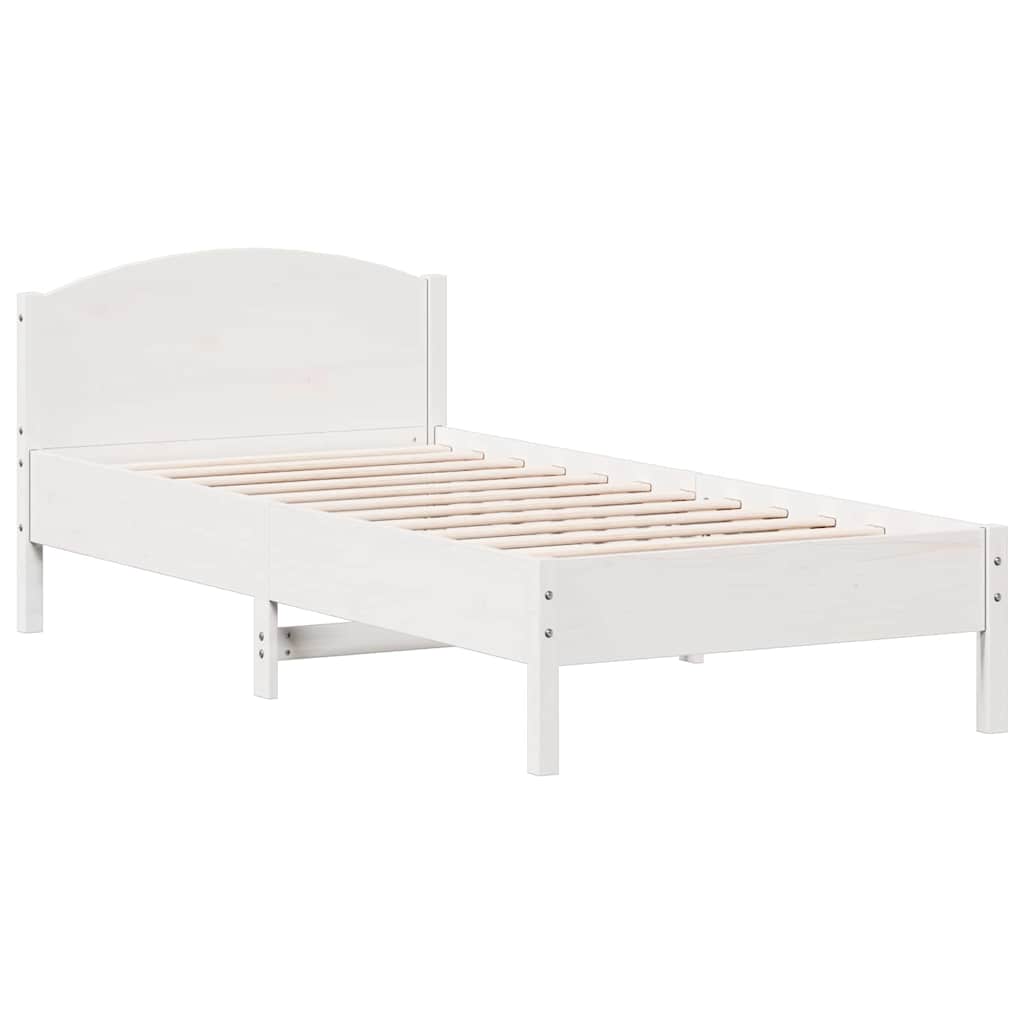 vidaXL Rama łóżka bez materaca, biała, 75x190 cm, lite drewno sosnowe