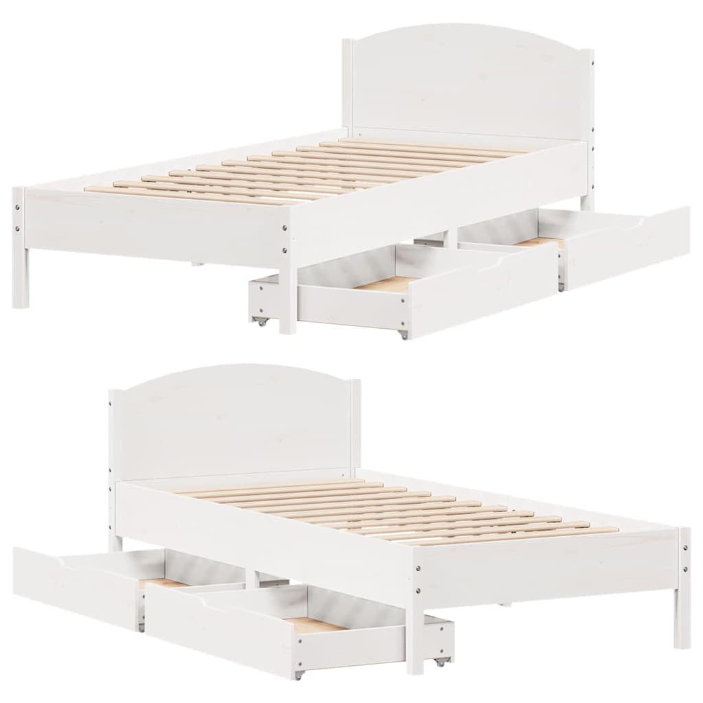 vidaXL Rama łóżka bez materaca, biała, 75x190 cm, lite drewno sosnowe