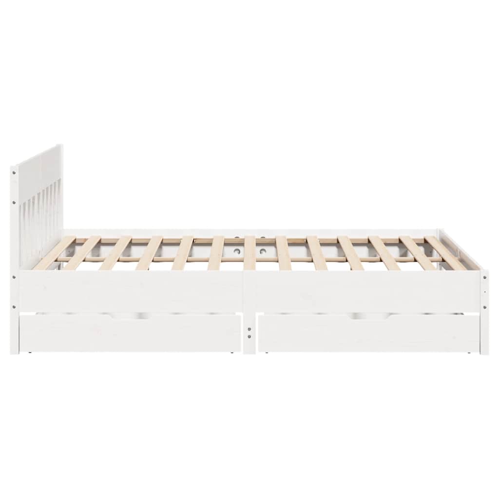 vidaXL Łóżko bez materaca, białe, 200x200 cm, lite drewno sosnowe