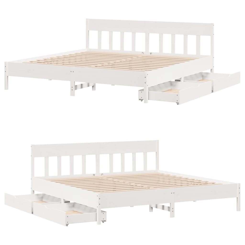 vidaXL Rama łóżka bez materaca, biała, 180x200 cm, lite drewno sosnowe
