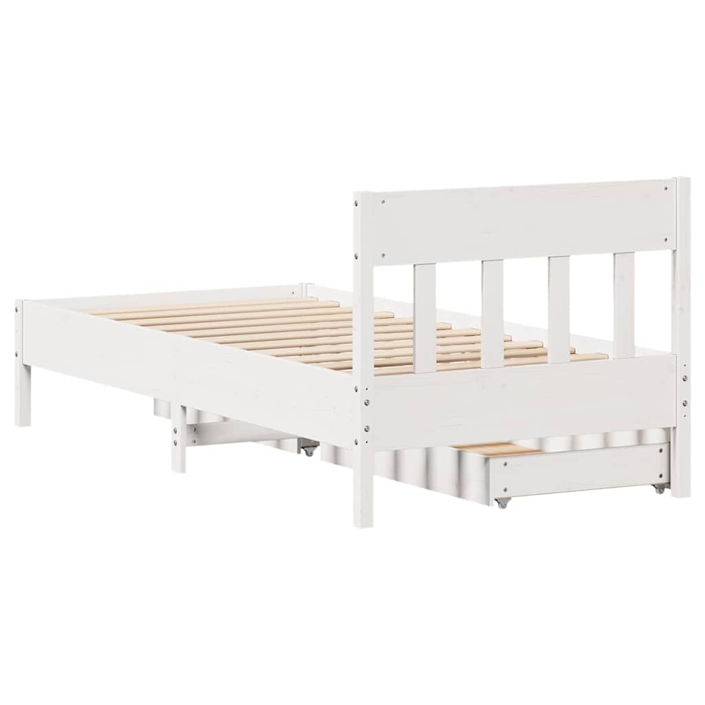 vidaXL Rama łóżka bez materaca, biała, 90x200 cm, lite drewno sosnowe