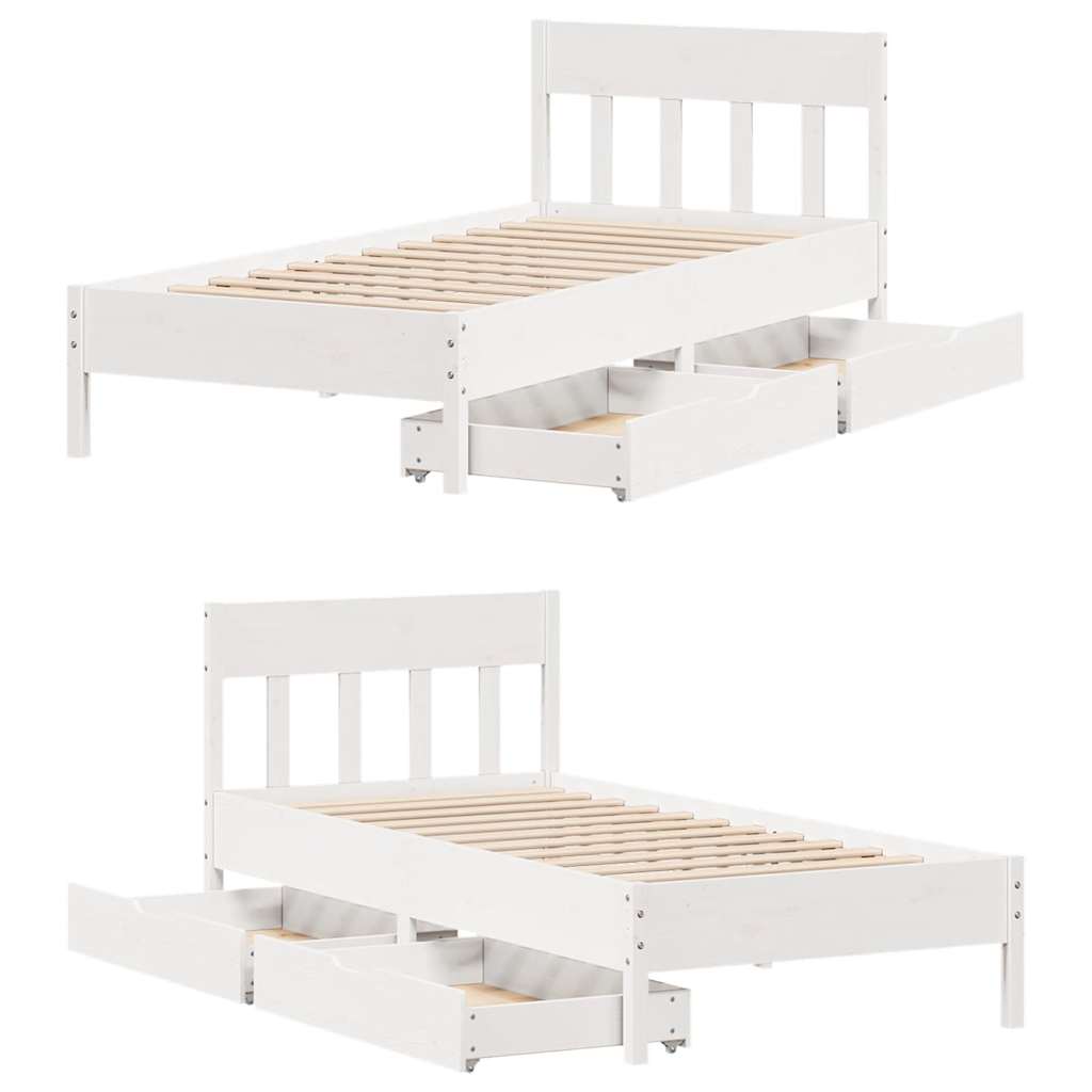 vidaXL Rama łóżka bez materaca, biała, 90x200 cm, lite drewno sosnowe