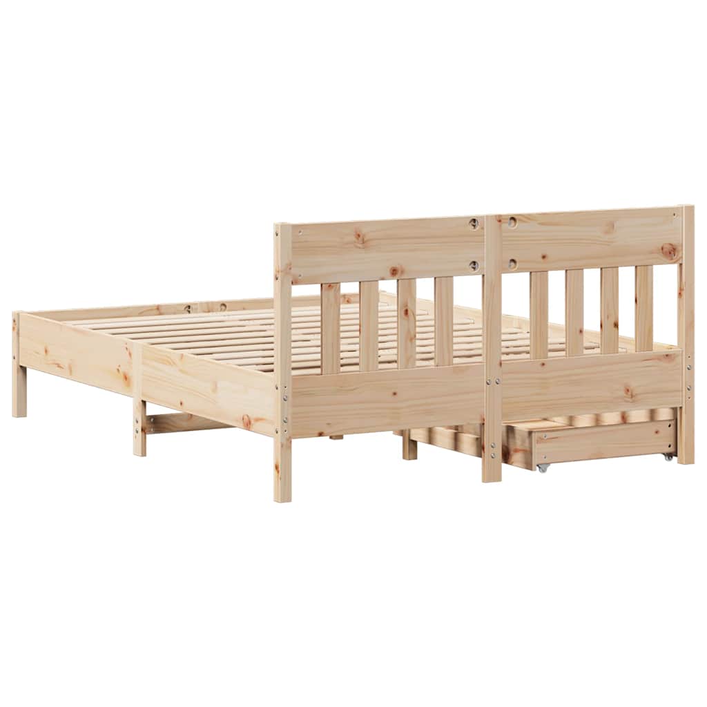 vidaXL Rama łóżka bez materaca, 135x190 cm, lite drewno sosnowe